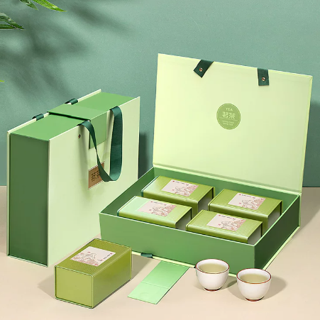 Book Shaped Magnetic Packaging Gift Box With Handles For Loose Leaf Tea