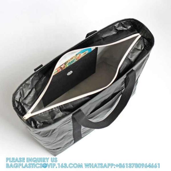 Wholesale Reusable Custom Logo Printed Waterproof Washable Plain Brown Kraft Tyvek Paper Packaging Shopping Tote Bag