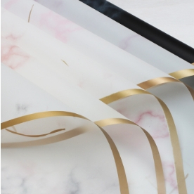 Gold Edge Marble Flower Wrapping Paper Border Plastic Opp Film Wrapping Paper Wholesale
