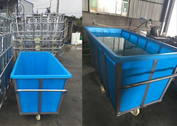 Heavy Wet Or Dry Loads Poly Box Truck , Mobile Industrial Laundry Trolley On Wheels
