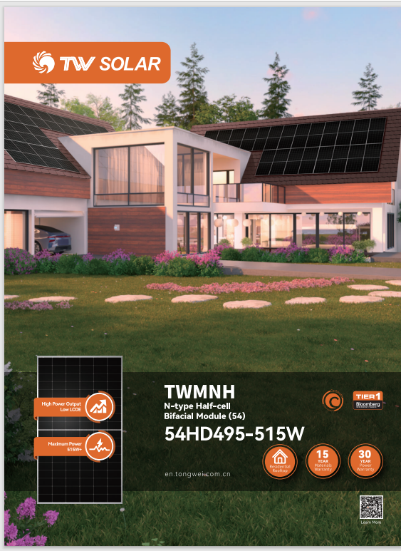 TW Best Price High Quality Tongwei Solar Panel 495W 500W 505W 510W 515W Monocrystalline Photovoltaic Solar Panels for House