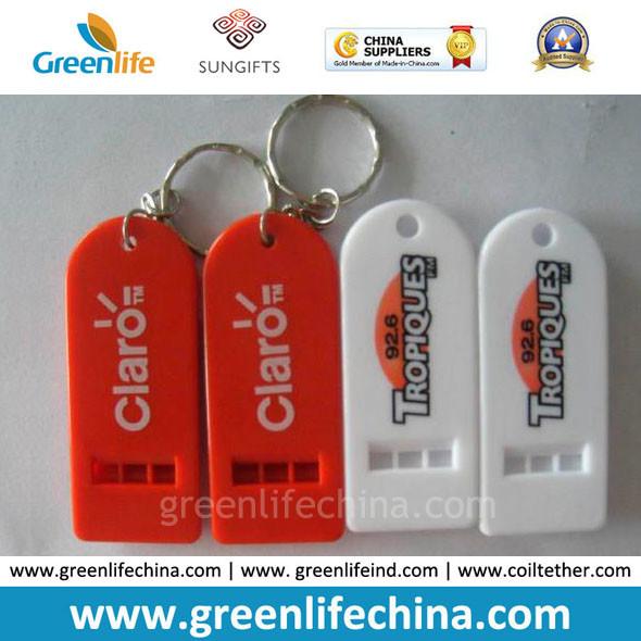 High Quality Fashionable White Flat Whistle Customized Printing w/Split Ring