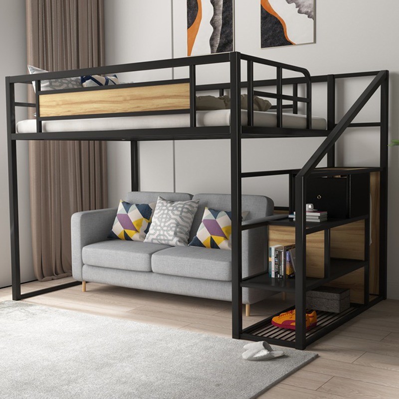 Apartment 1800*1800*2000 Single Wooden Children Plywood Loft Bed with Drawers Stairs