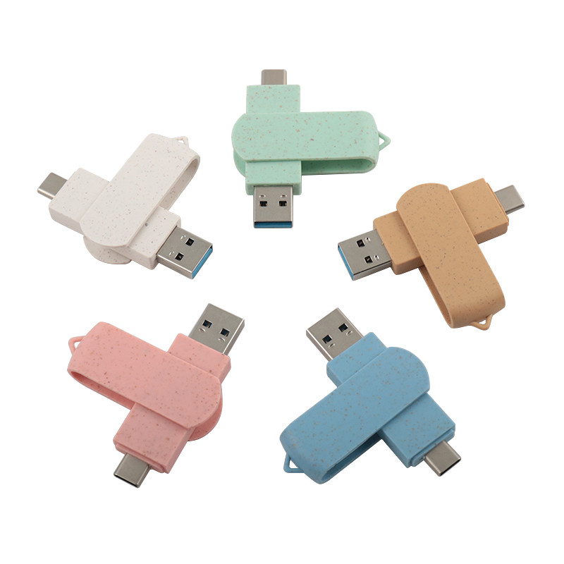 Перерабатываемые материалы USB флэш-накопитель с диском типа C U для хранения данных