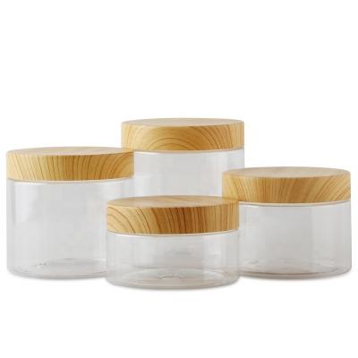 Frascos acrílicos geados do círculo cosmético com tampas de bambu 7g-10g