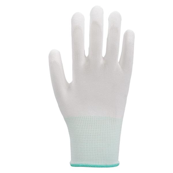 13 Gauge Lightweight Polyester Durable White PU Coated Work Gloves For Assembly Handling