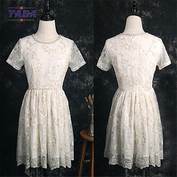 Lady new model fashion lace embroidery frock modern lady short fat women girls sexy night dress photos sale