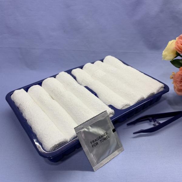 Полотенце руки авиакомпании дешевого изготовленного на заказ небольшого хлопка крена устранимое с логотипом