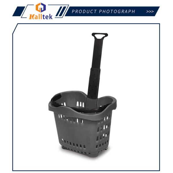 Convenience Store folding Rolling Shopping Baskets With 2 Wheels