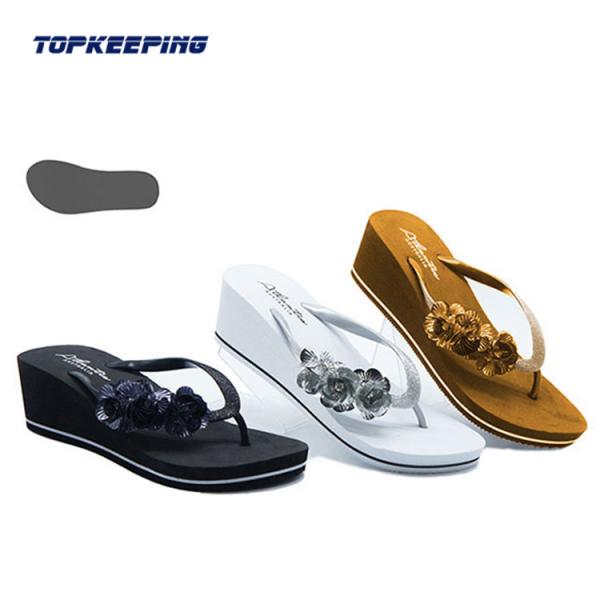 Summer Eva Flip Flop Wedge Black Glitter Flip Flop For Woman Heel