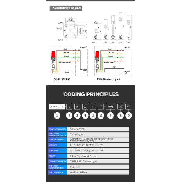 Lámpara de torre de señal de máquina CNC, indicador de 3 colores, luz de torre de alarma de advertencia