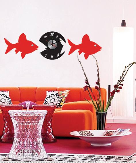 Home Fish Acrylic Decorative Designer Wall Clocks Sticker 10D058 