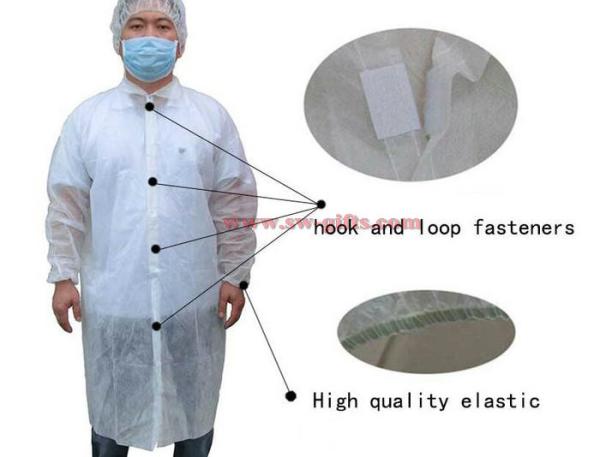 Disposable Lab Coats Nonwoven Fabric Work Coveralls Food Workshop White Ropa Dustproof Gown Velcro Protective Clothing