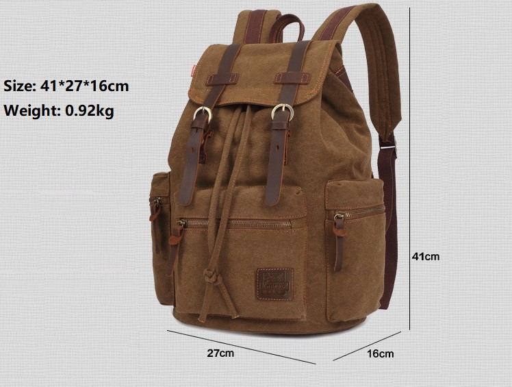 Женщины рюкзака кожи холста Drawstring большого перемещения Unisex