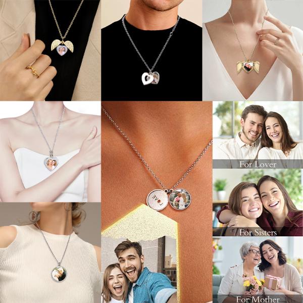 Sublimation Heart Shape Sliding Silver Locket Necklace Custom Printing Sublimation DIY Blank Love Necklace Picture Pendant