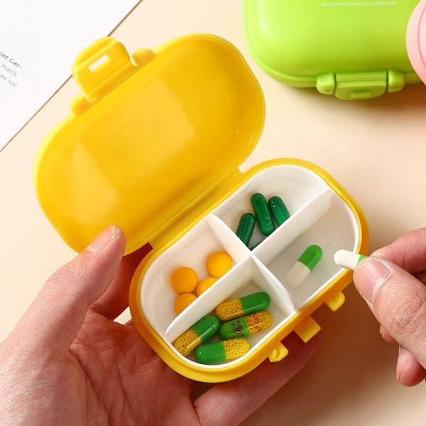 JH Medibox Portable Travel Pill Box Candy-Color PP Material Waterproof Feature Removable Vitamin Holder Case Bottle Container