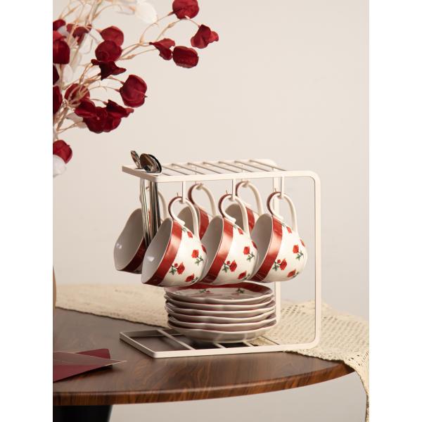 Vintage Design Porcelain Tea Cup And Saucer 210ml Volume Coffee Mug Rosalina Set