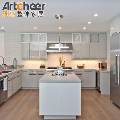 Antique Luxury Solid Wood Kitchen Cabinets In Modern Style U Shaped Kitchen Units