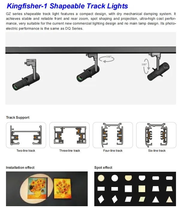 Factory Price 10W 2700K-6000K Ultra-High Luminous Efficiency LED Shapeable Contourtrack Light for Art Gallery Gobo Projection