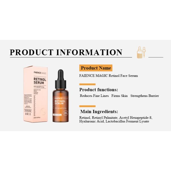 FAIENCE MAGIC OEM Hyaluronic Acid and Retinol Whitening Moisturize Friming Retinol Serum Skin Care Products