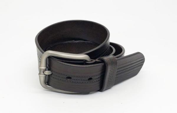 correia de couro ocasional dos homens genuínos da largura de 3.8cm com linhas gravadas 248g