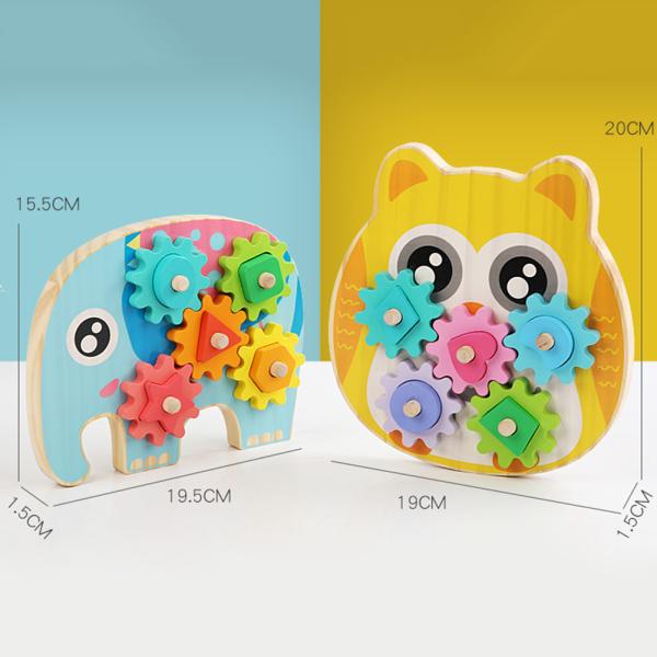 Intelligent Elephant Owl Gear Block Wood Creative Animal Design