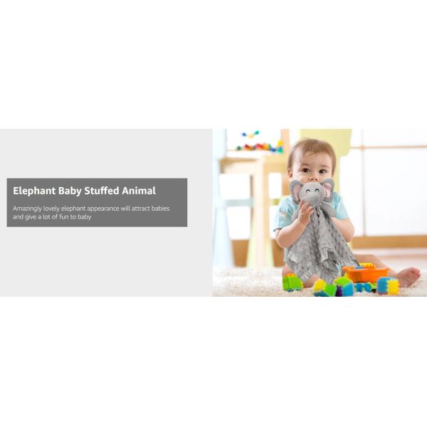 Soft Lovey Elephant Security Blanket Lightweight For Unisex Baby Gifts