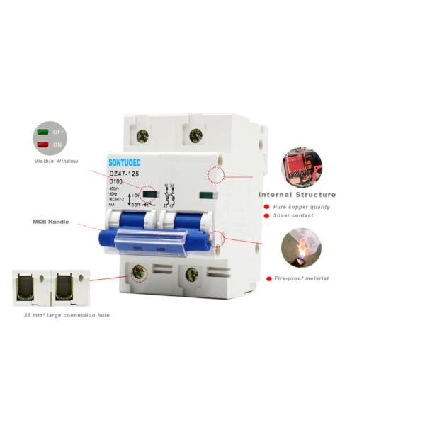 Тип установки Din автомата защити цепи 2P 125A 10KA удар DC NC-125 миниатюрной анти-