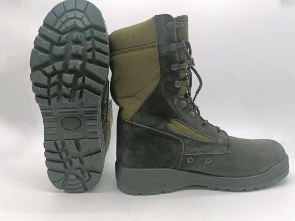 Chaussures de sécurité tactiques vert haut en suède en cuir respirant