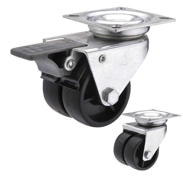 50mm Dual Wheel 70kg Capacity  Plastic Swivel Casters Wheels
