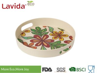 Dishwasher Safe Bamboo Fiber Big Round Serving Tray With Christmas Pattern