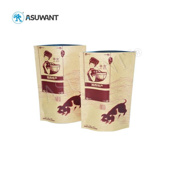 Biodegradable Kraft Paper Ziplock Bag With Window For Nuts Sugar Beef Jerky