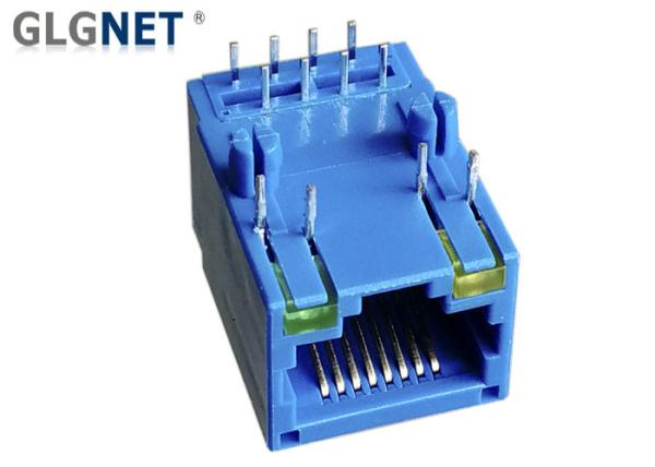 Blue Magnetic RJ45 Connector Latch Down No Shielding Shell Green Yellow LED Option