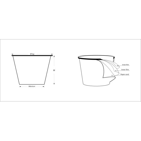 Bulk Double Sides Cute Paper Ice Cream Cups PE Coated Water Insulating Large Size