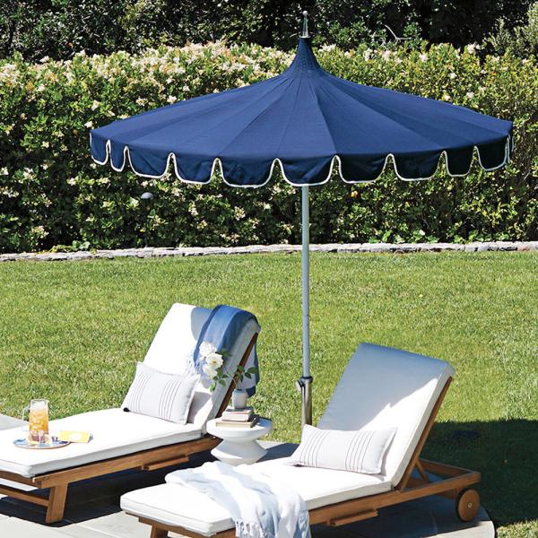 Modern Design Garden Umbrella with Fringe and Pagoda Style Made of Pongee Fabric