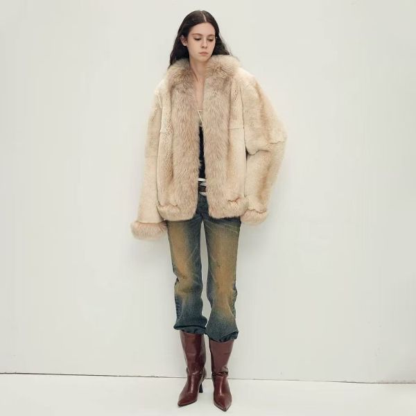 Parisian Magazine Retro Soft Double Color Faux Fox Fur Coat