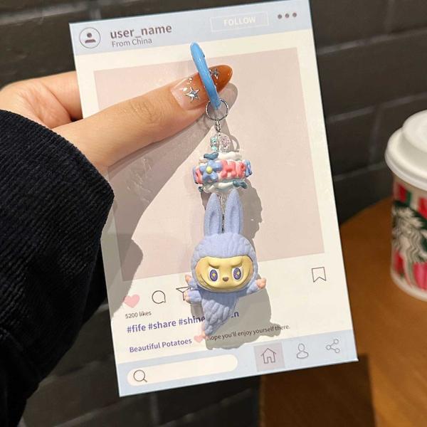 Mini Labubu Keychain Kawaii Monster Doll Bag Charm Plush Doll Accessories For Collectors