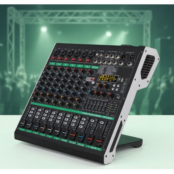 8 Channel Professional Mixer Digital Sound Processing Bluetooth Streaming Low-Noise Mic Preamps