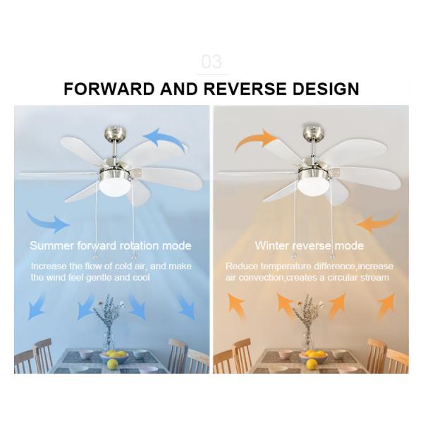 42 polegadas MDF reversível lâmina candelabro ventilador teto ventilador luz sem suporte dimmer