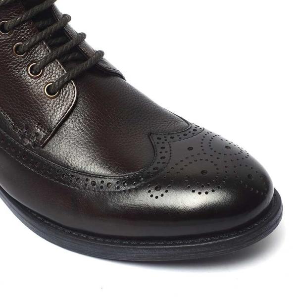 Brown Lace Up Anti Odor Breathable Mens Genuine Leather Boot