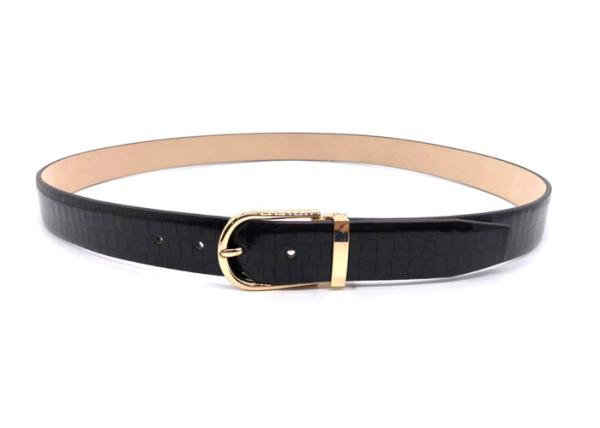 Soft Back Mens Genuine Crocodile Belt Clamp Pin Buckle  In Gold Finish