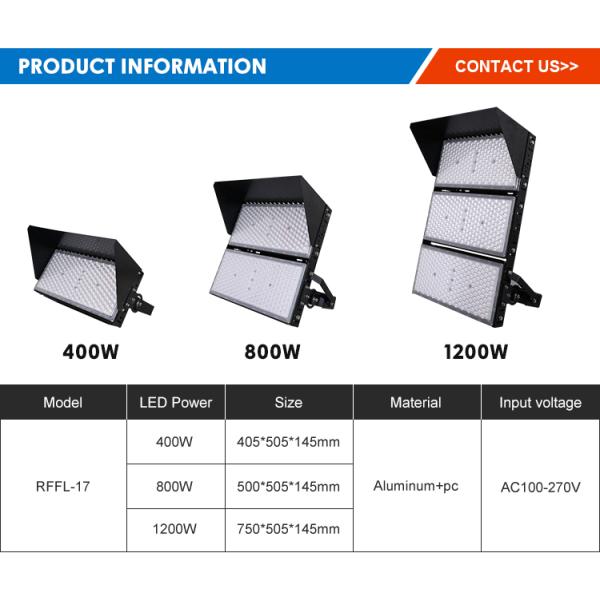 Estadio de fútbol al aire libre Iluminación de la cancha de tenis Ip66 Luz de mástil alto Proyector 400w 800w 1200w Led Stadium Flood Lights