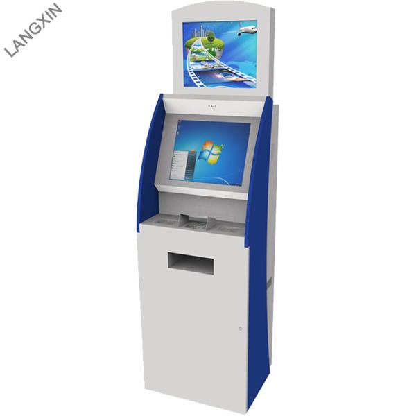 110V/220V A4 Printer Dual Screen Kiosk With Digital Signage Top Monitor