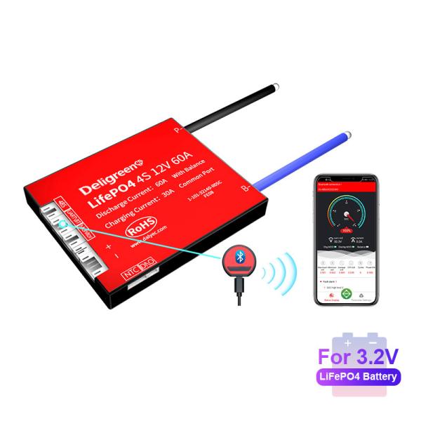 Deligreen Smart BMS Lifepo4 Battery 4S 80A 12V With UART BT 485 CAN Function For RV Outdoor Storage