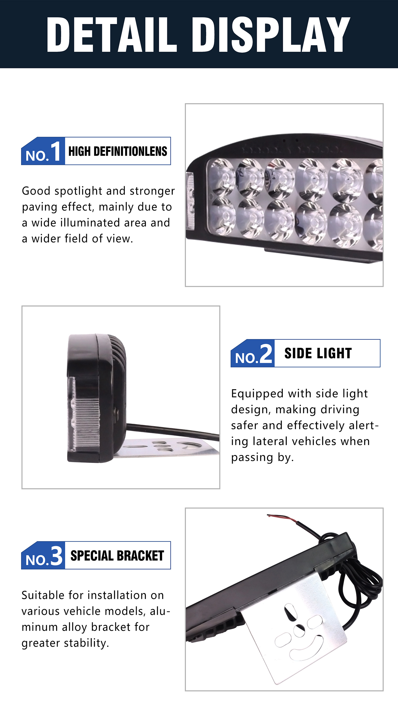 2000LM Motorcycle External Spotlight 6500K Motorcycle Aux Light 12V - 85V