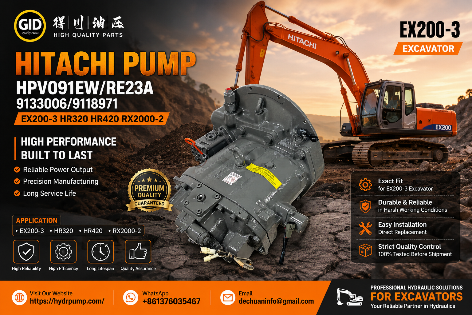 Komatsu BR580JG Compatible High Strength Cast Iron Excavator Main Pump with Precision Components