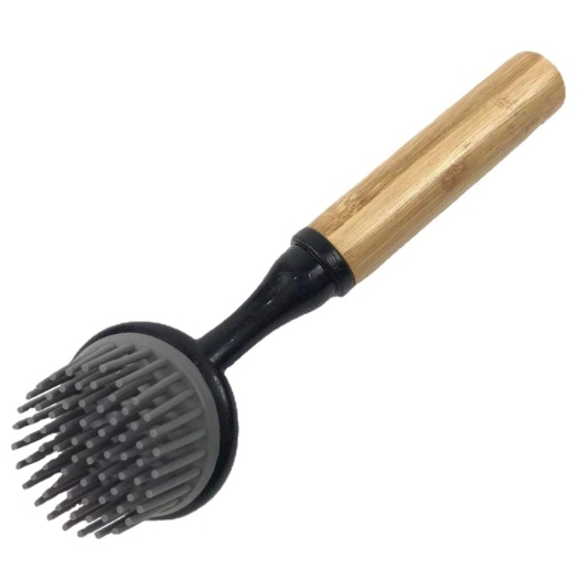 Rubber Bristles Bamboo Handle Wooden Dishwashing Brush Grease Removal