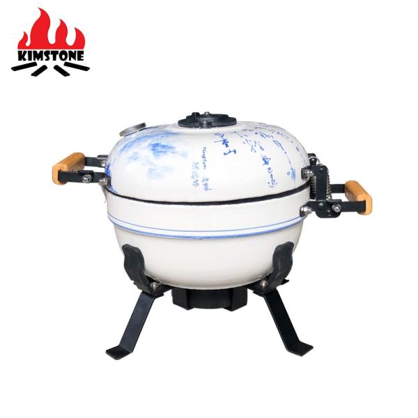 KIMSTONE Ceramic Charcoal Portable Stainless Steel 12 Inch Barbeque Smoker Grill