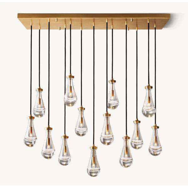 8'-12' H Raindrop Rectangular Chandelier Ceiling Lights 54''