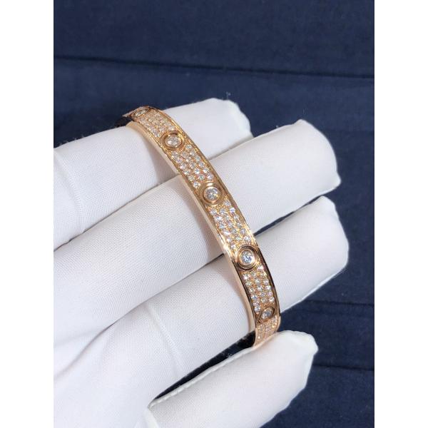 Popular Beautiful Gorgeous Factory Made 18k Car Tier Yellow/White/Rose Gold And Natural Diamonds LOVE Bracelet